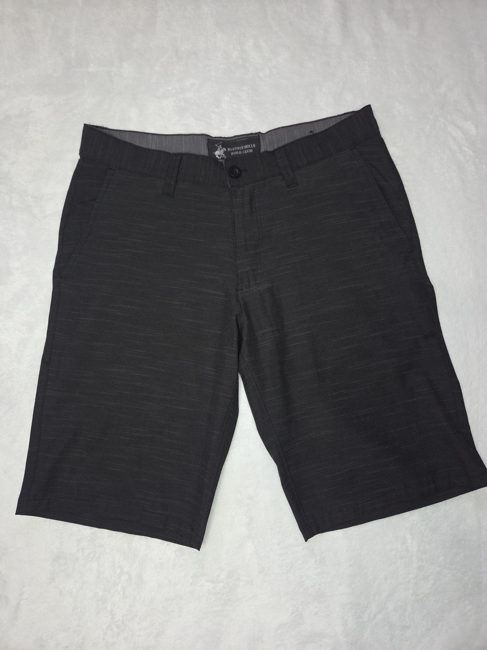 Beverly Hills Polo Club Mens Black Slub Hybrid Walk Shorts Charcoal Golf Resort